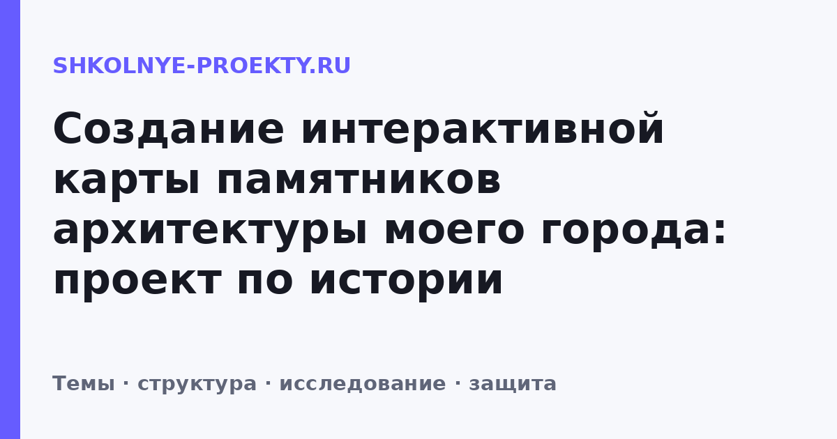 Создание интерактивной карты памятников архитектуры моего города: проект по истории